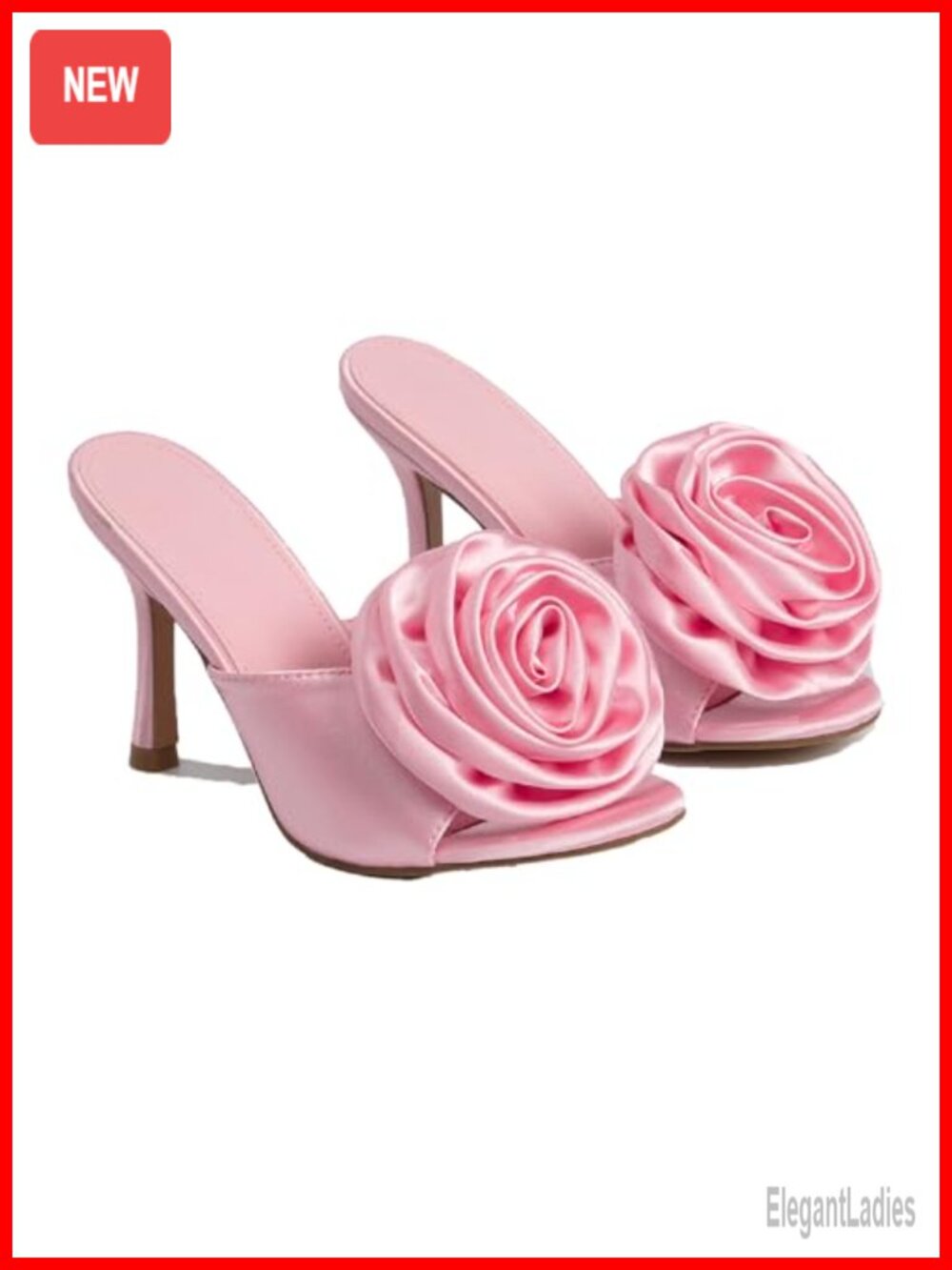 Satin 3D Flower Pointed Toe Kitten Heel Sandals Slingback Prom Party Wedding